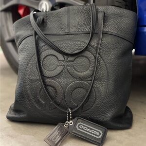 Coach Black Pebbled Leather Shoulder Bag